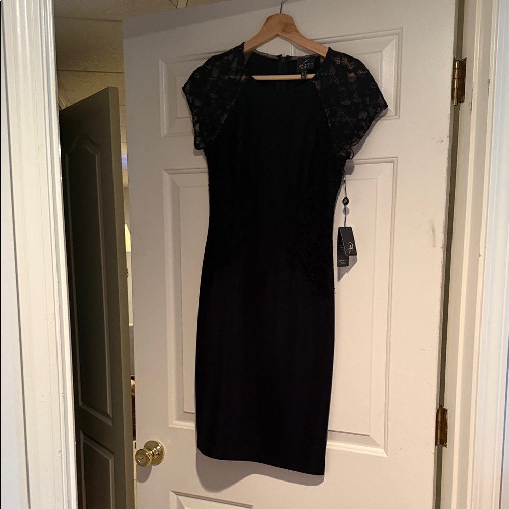 Adrianna Papell Black Lace Midi Dress